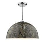 The Lighting Book GANACHE 1 Light Pendant Polished Chrome Brown Marble Effect Brown