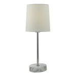 The Lighting Book NAYH Polished Chrome Marble Effect Touch c/w Shade Table Lamp