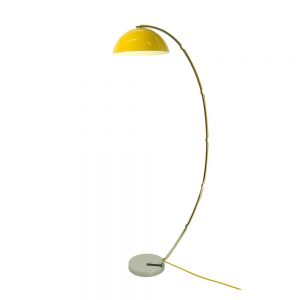 LONDON - Retro Floor Lamp in Yellow with Chrome Curved Arm and Base
