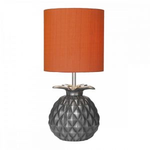 ANANAS Pineapple table lamp steel, complete with a fabric shade.