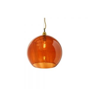 ROWAN rust coloured glass pendant with gold cable (large)