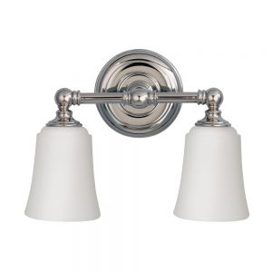 Chrome and Opal Glass Bathroom 2 Light Over Mirror Light - £120.00