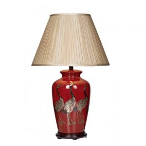 The Lighting Book BERTHA - Red Ceramic Table Lamp Base With Birds
