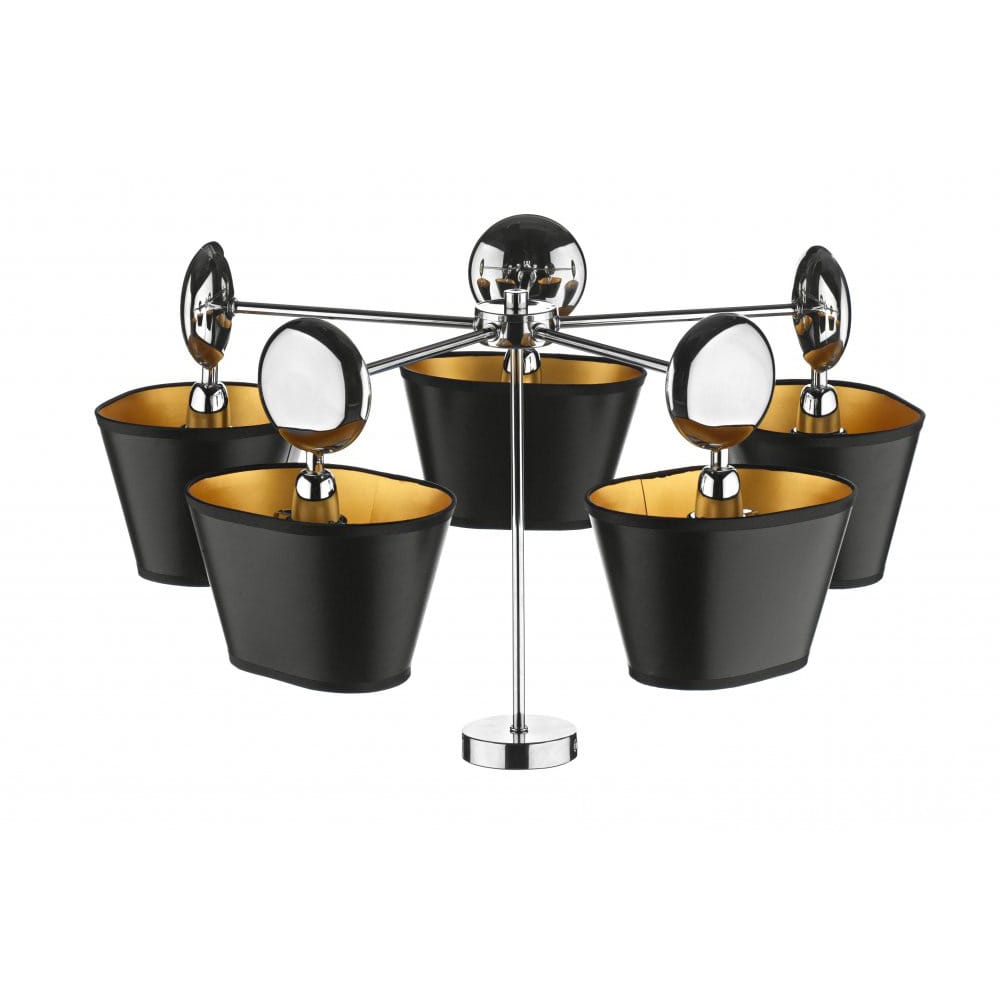 Lexington 5 Light Modern Black and Chrome Floor Pendant