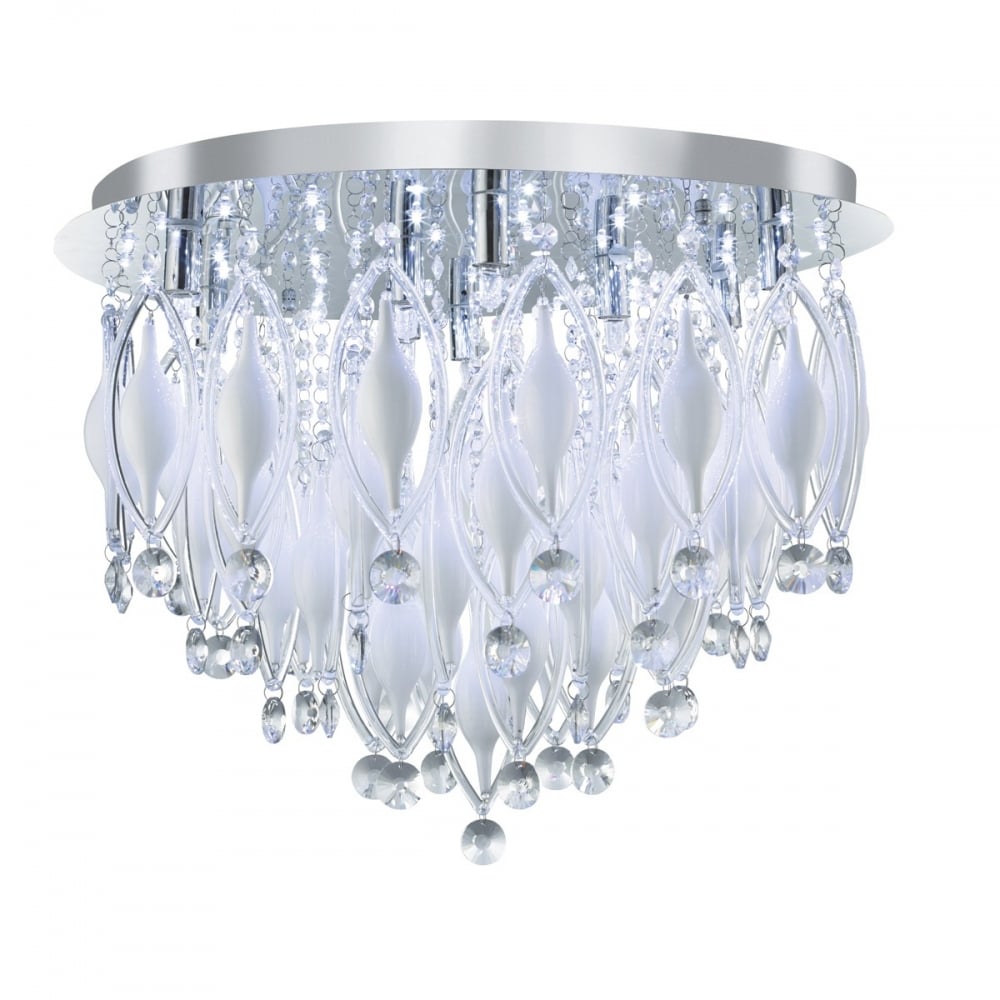 MODERN - SPINDLE - Remote Controlled 9 Light Flush Ceiling Ceiling Chrome