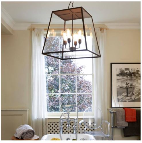 Davey Lighting QUAD - XL 4 Light Porch Ceiling Pendant Light Closed Top Weathered Brass Clear Glass
