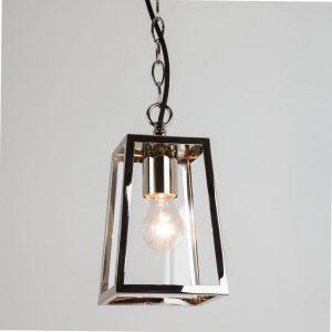 CALVI - Outdoor Box Lantern Pendant In Polished Nickle
