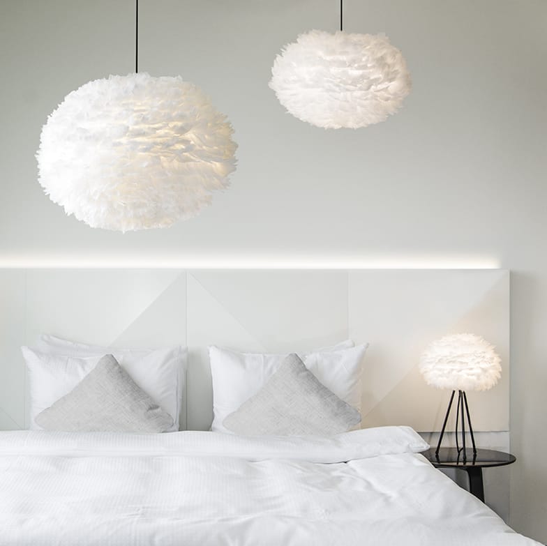 Large Feather Lampshades by Lighting and Lights