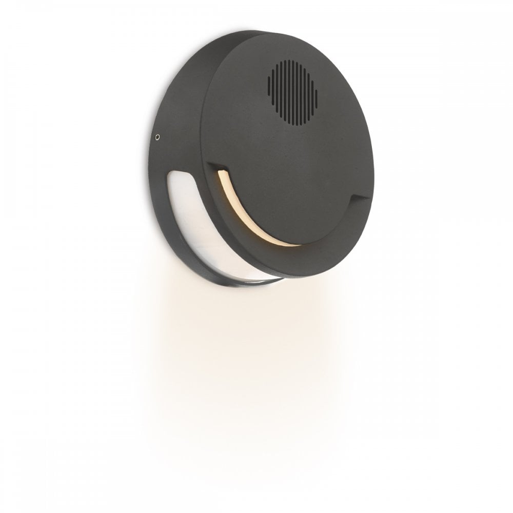 THE LIGHTING BOOK EUBA Outdoor LED Wall Light Grey with Bluetooth Speaker