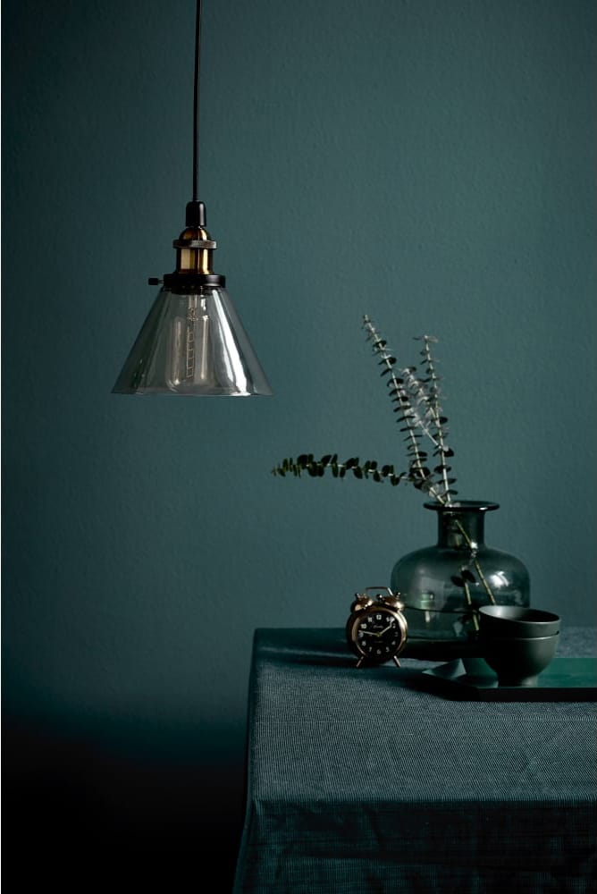 DISA - Vintage Ceiling Pendant Amber Tapered Glass Lighting and Lights UK