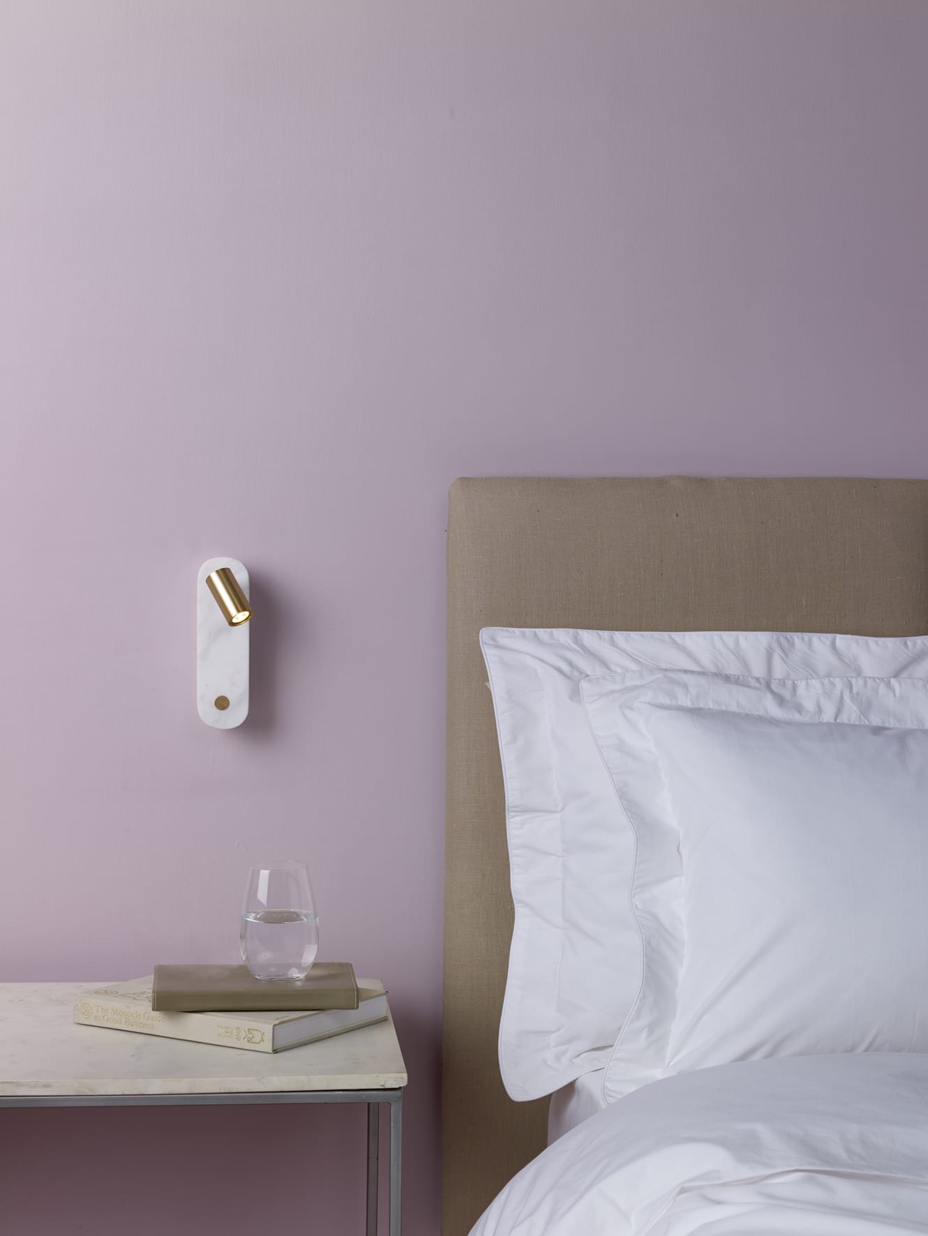 THE LIGHTING BOOK GOBI Wall Light Marble Effect & Satin Brass Reading Light LED