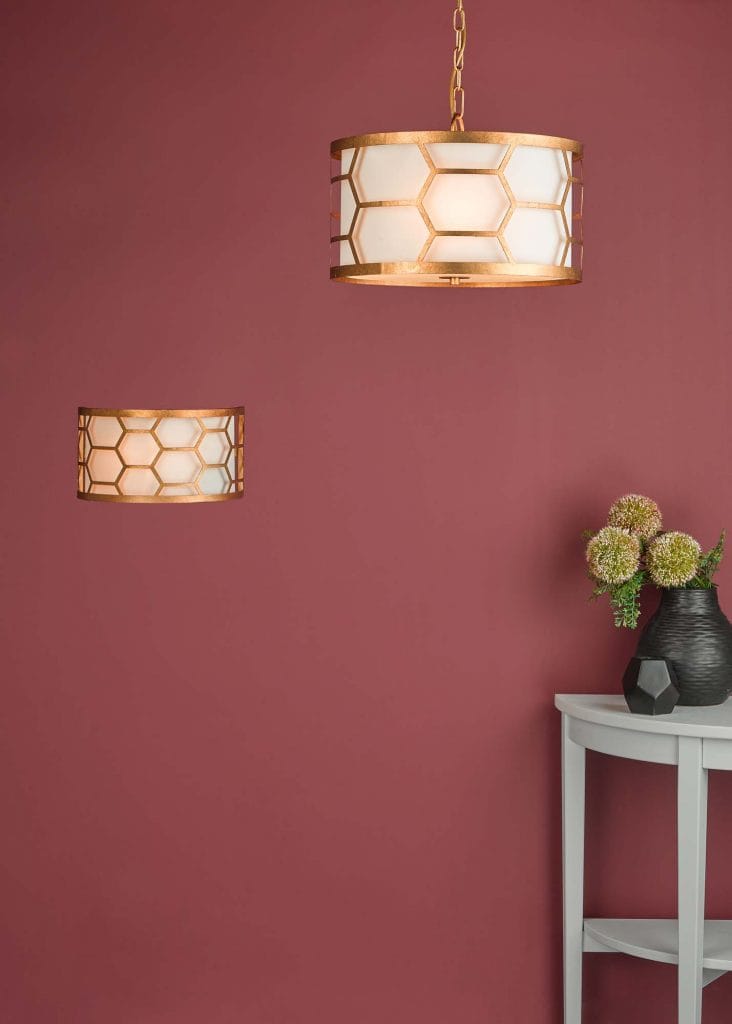 THE LIGHTING BOOK; VOLUME 2
EPSTEIN 3 Light Ceiling Pendant Gold Honeycomb With Ivory Shade and Diffuser
