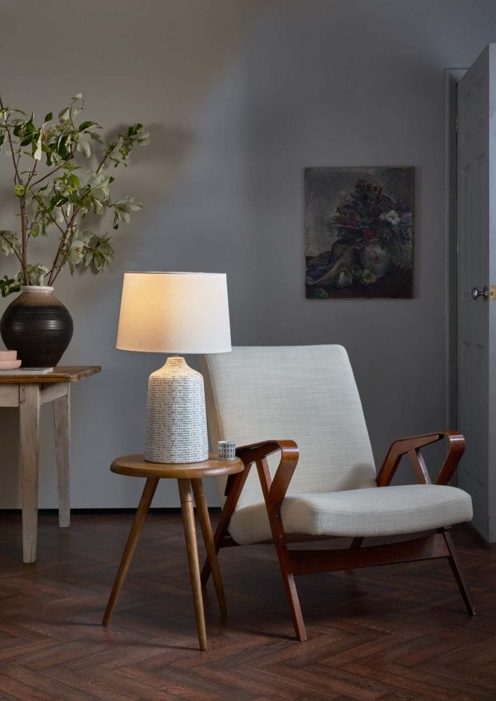 THE LIGHTING BOOK; VOLUME 2
VONDRA Hand Glazed Ceramic Table Lamp White & Grey With Lamp Shade