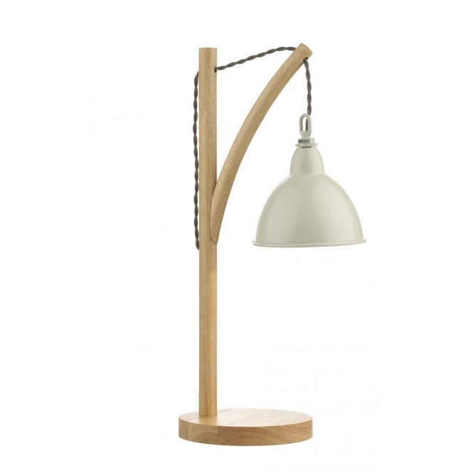 Wooden finish table lamp.