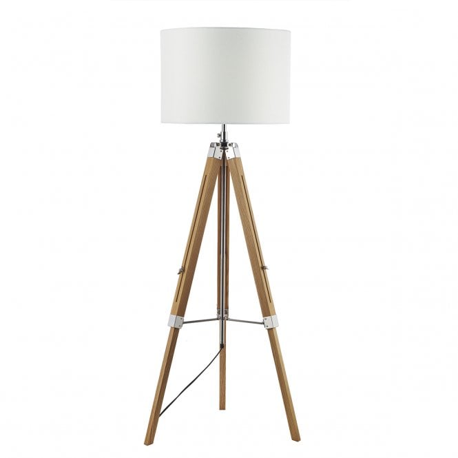 Tripod design wooden floor lamp.