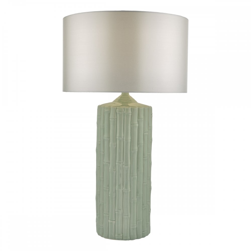 Green table lamp.