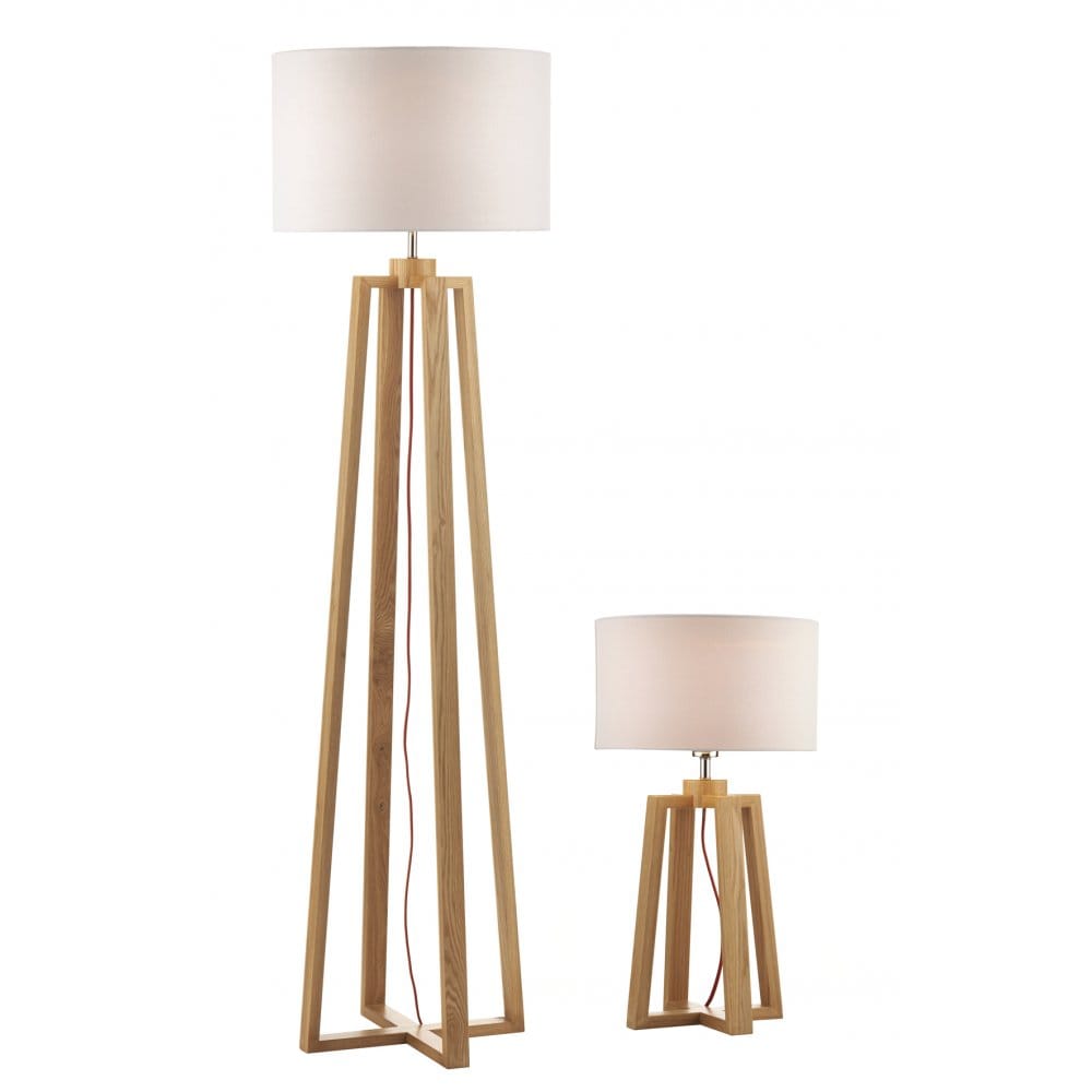 Wooden Table and Floor Lamps