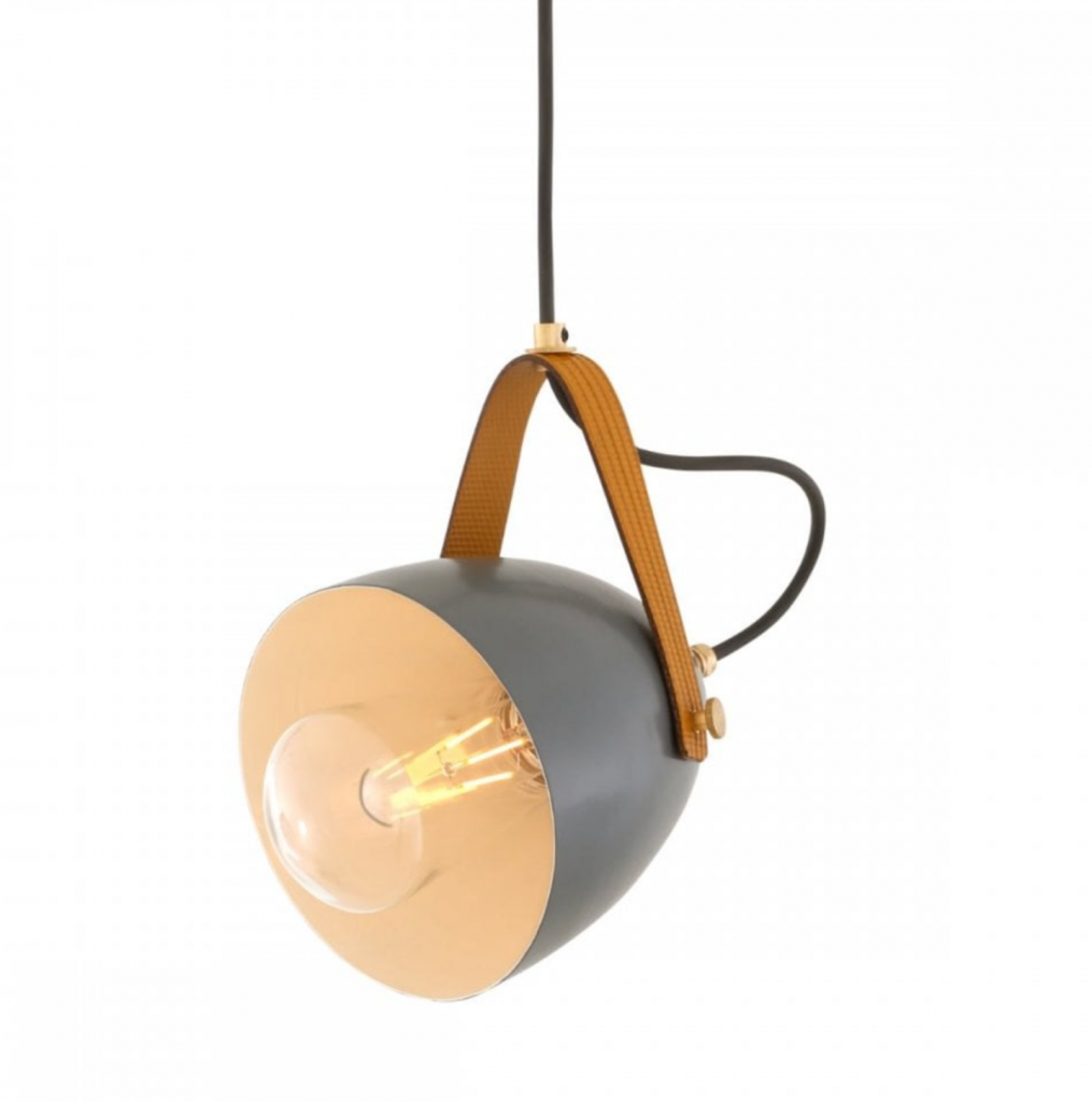 Modern ceiling pendant with conical shape and finished in powder grey coating with a white inner shade. IP65 rated so safe to use outside.
