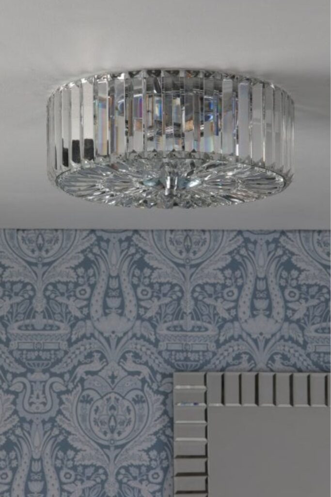 Flush crystal double insulated ceiling light