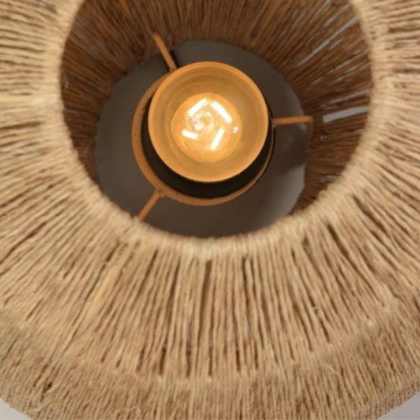jute fibre globe table lamp close up