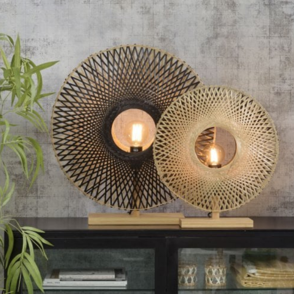 disc shaped reversible plant-based table lamp
