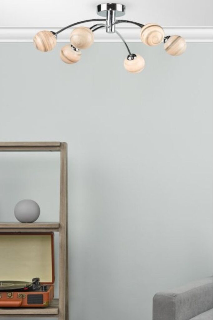 Spherical semi flush ceiling light double insulated
