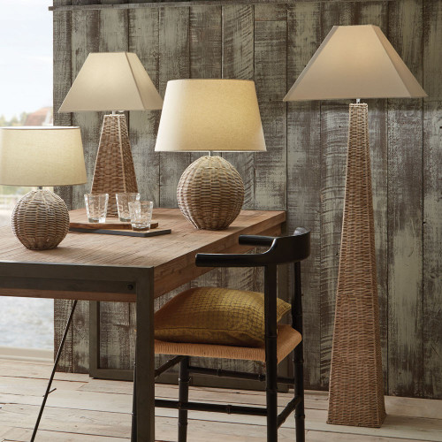 natural plant-based fibre woven lamps