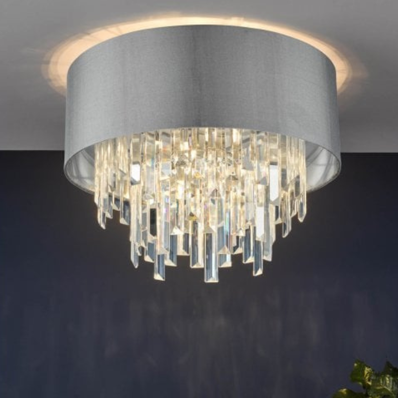 flush crystal ceiling pendant with dimmable bulb