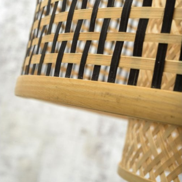 sustainable rattan woven duel drum shade