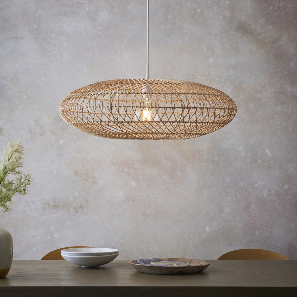 natural rattan woven oval shaped ceiling light