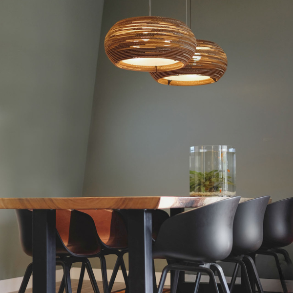 modern spheroid sustainable cardboard ceiling pendant