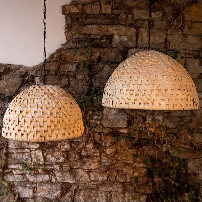 large rattan woven ceiling pendant