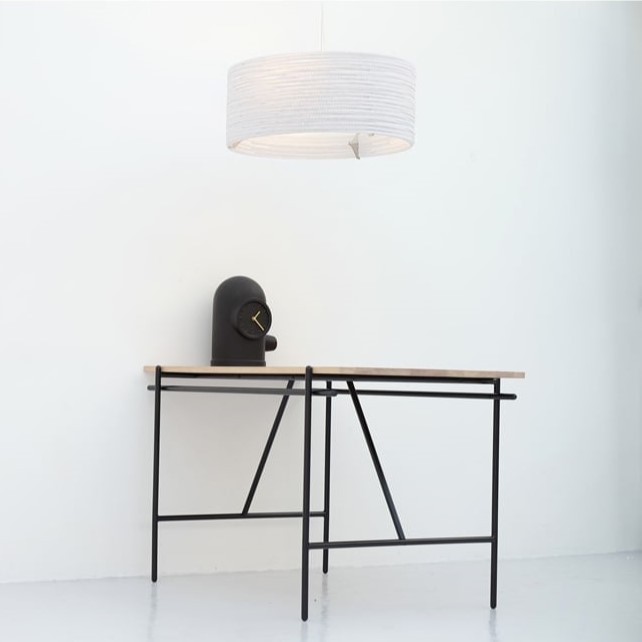 minimalist white sustainable cardboard drum shade