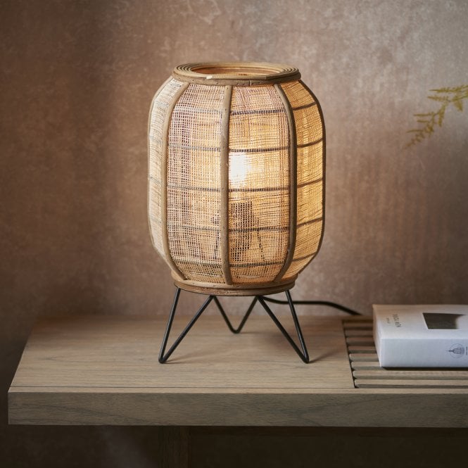 bamboo and linen mesh table lamp