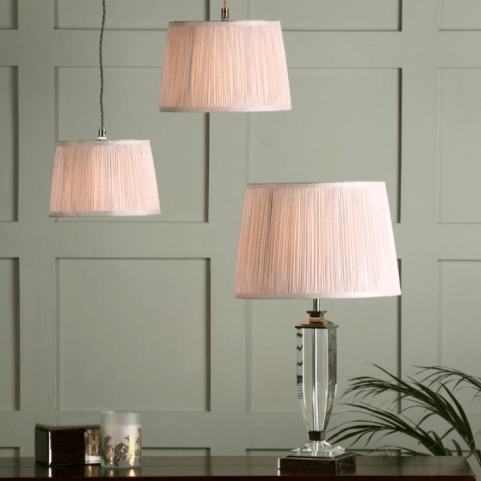 light pink pleated lampshades