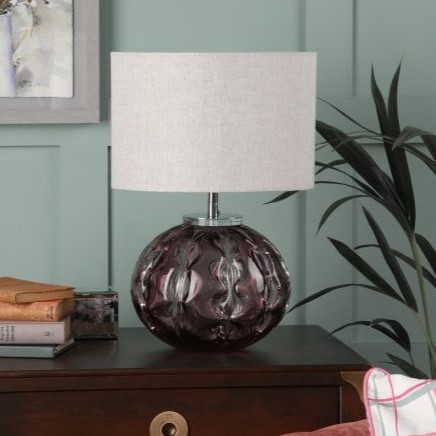 dark pink table lamp with light coloured shade