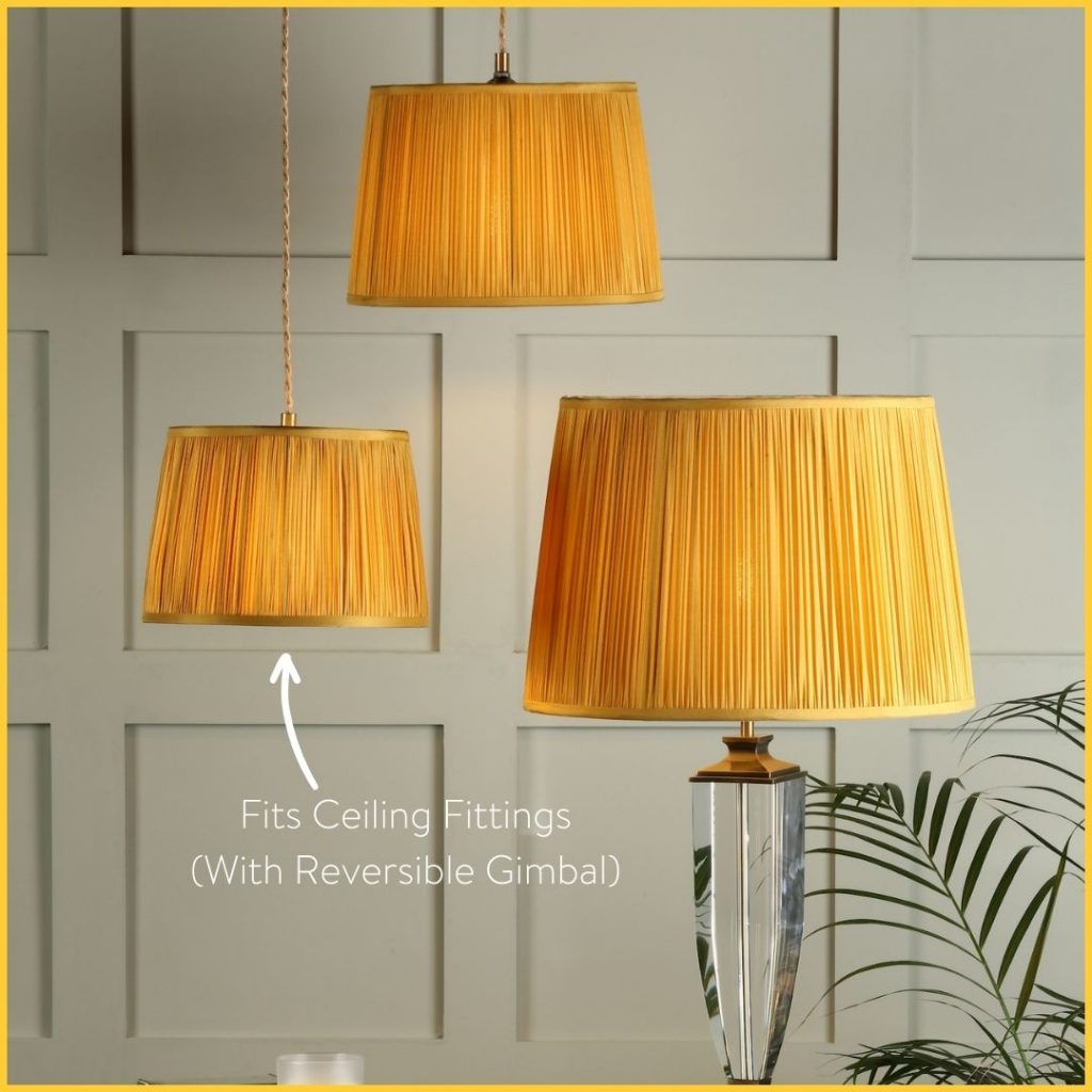 yellow Laura Ashley pleated lampshades