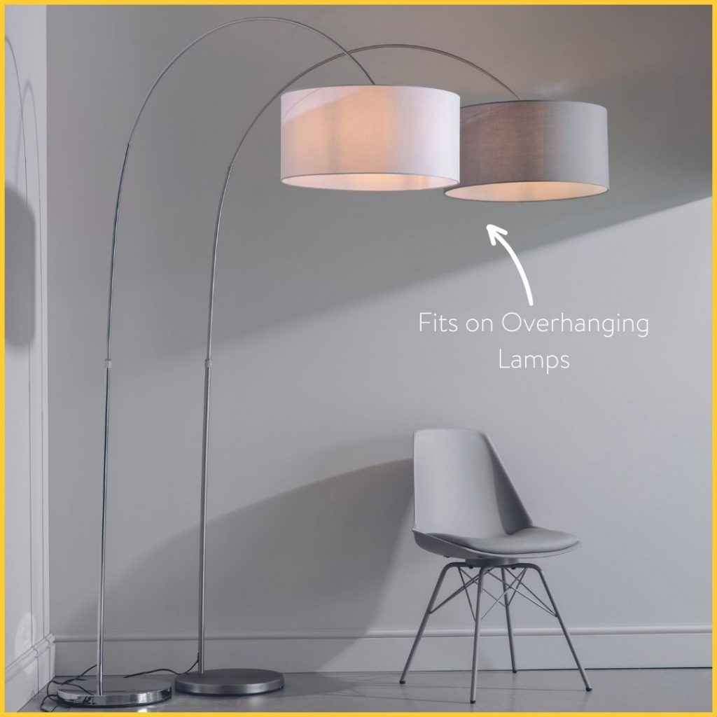 large drum shades on overhanging lamps