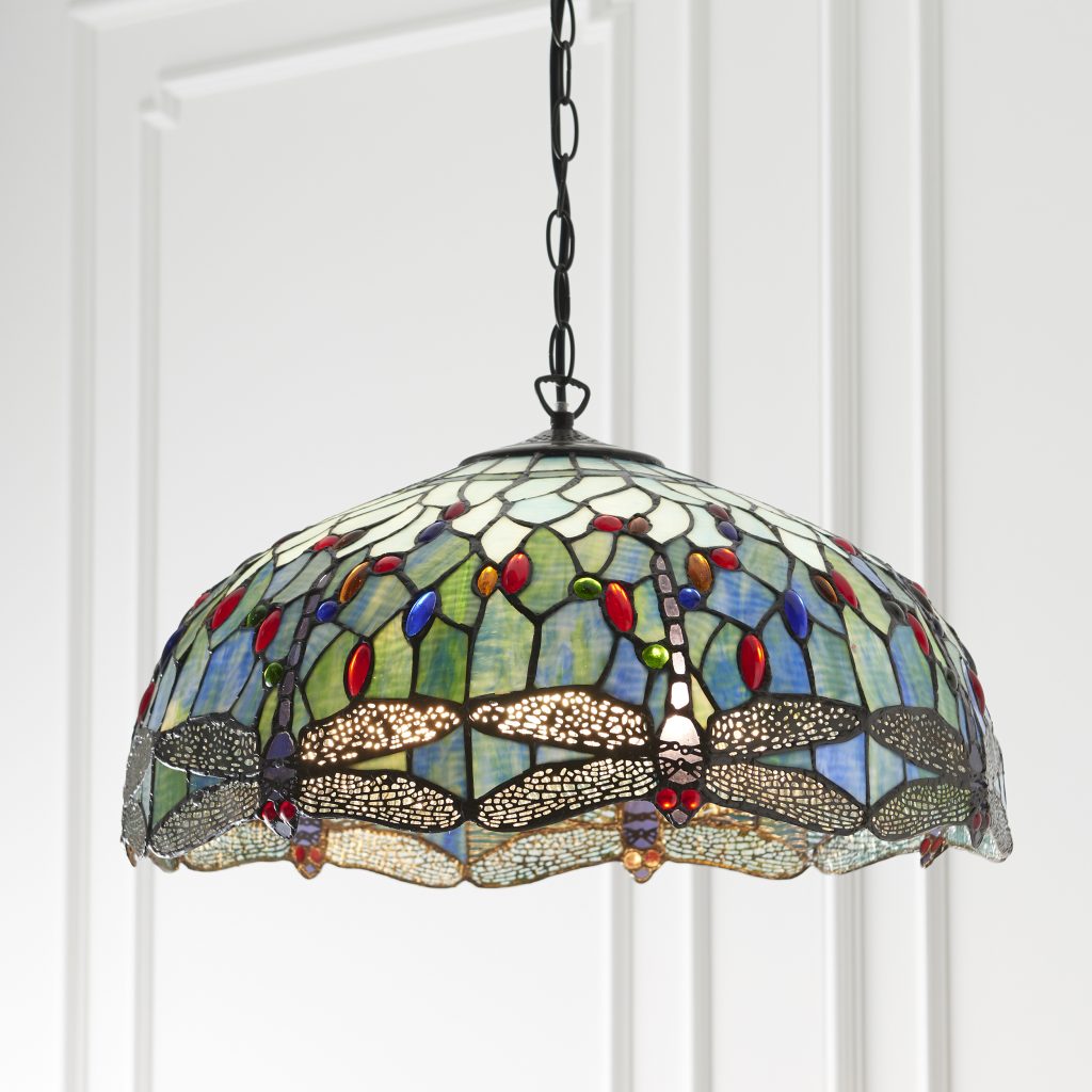 tiffany style blue dragonfly ceiling pendant