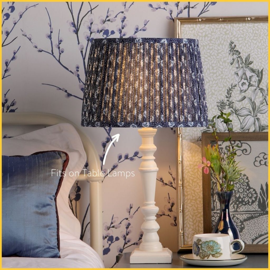 blue ditsy Laura Ashley pleated table lamp shade