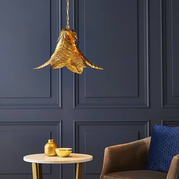 palm leaf gold ceiling pendant
