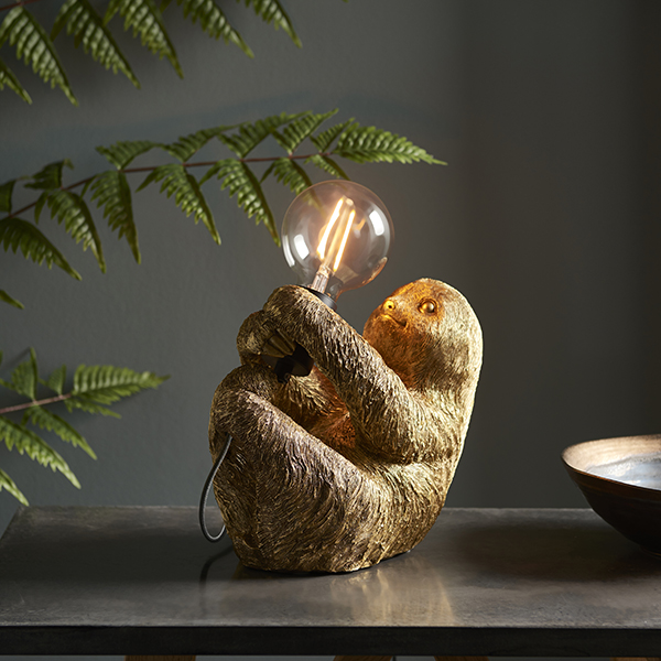 sloth bare bulb table lamp