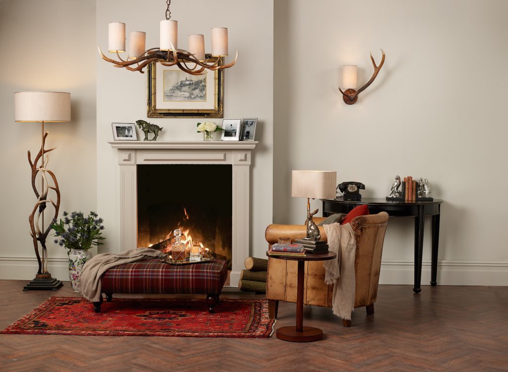 antler 6 light chandelier with matching antler wall light and matching antler floor lamp
