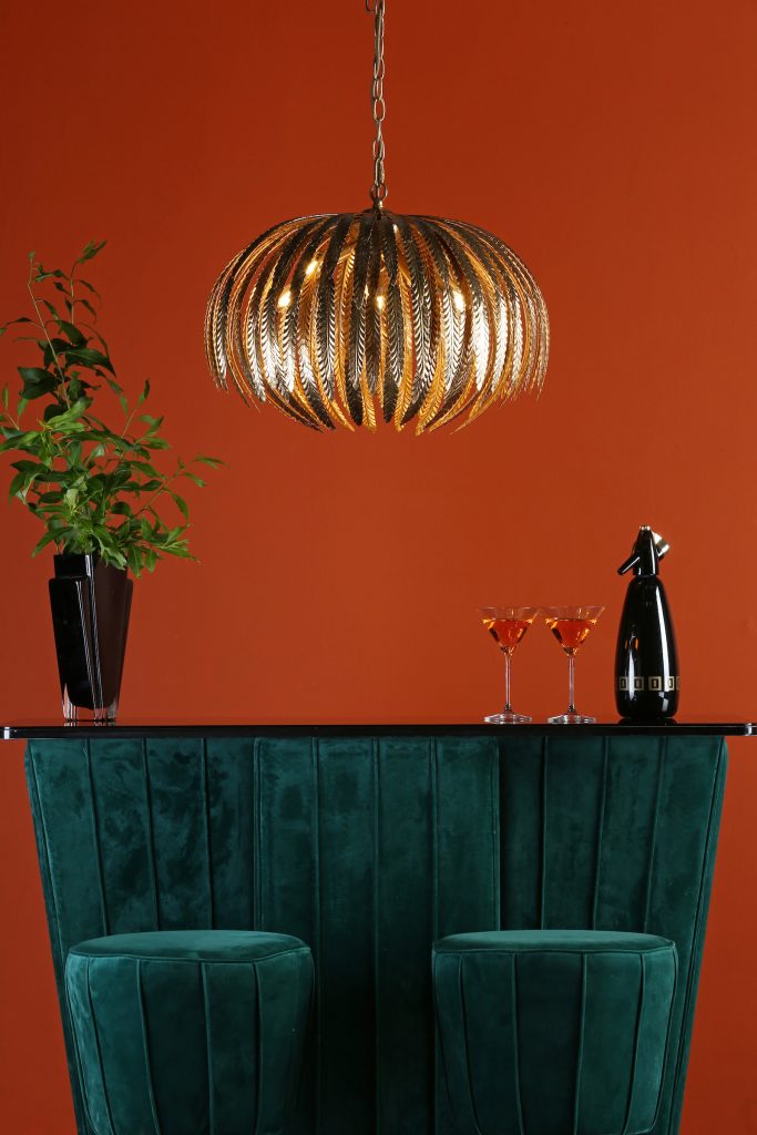 gold fern leaf ceiling pendant