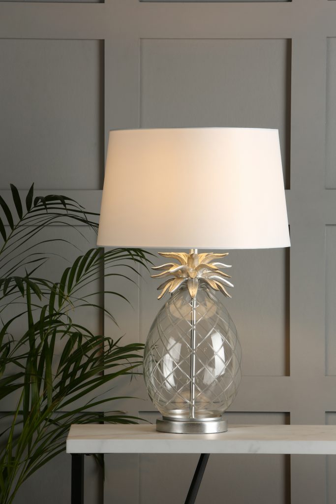 clear etched glass pineapple lamp