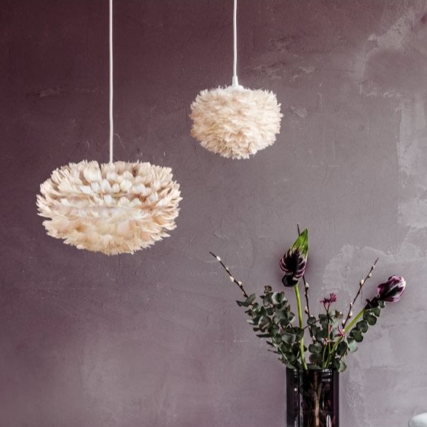 beige feather ceiling shades
