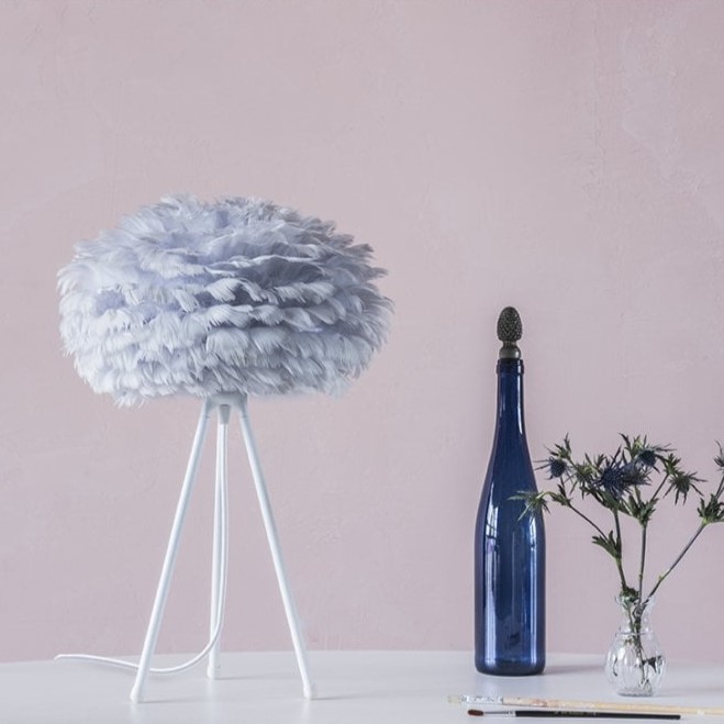 small grey feather lampshade