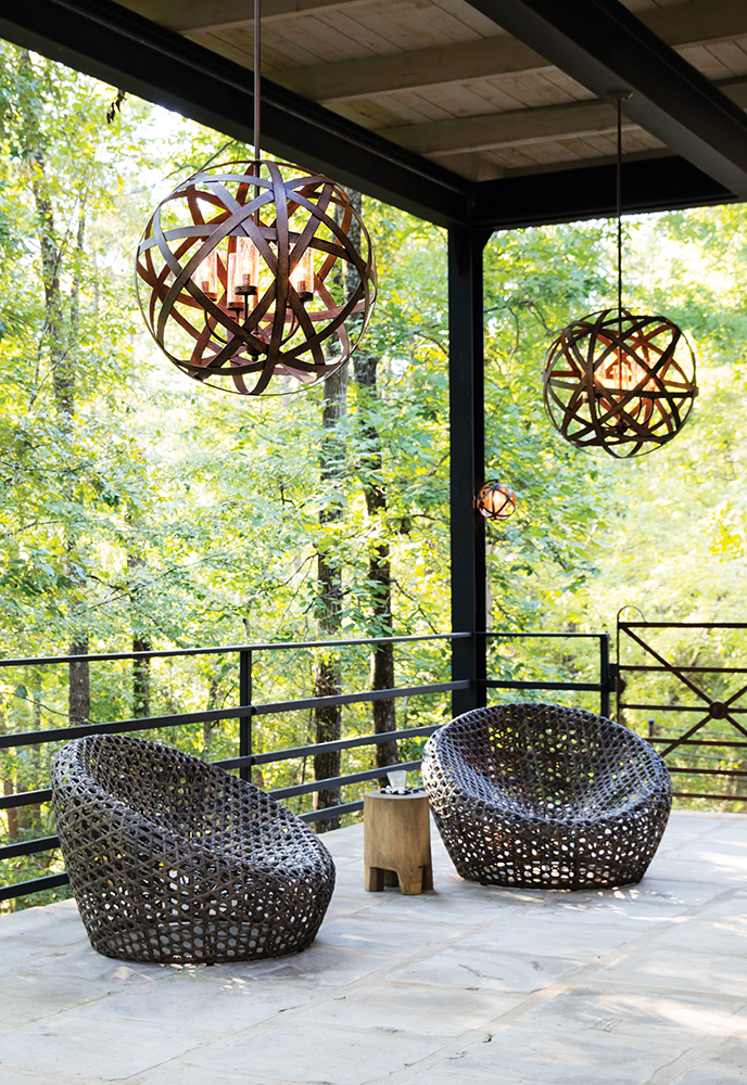large iron ribbon outdoor hanging pendants