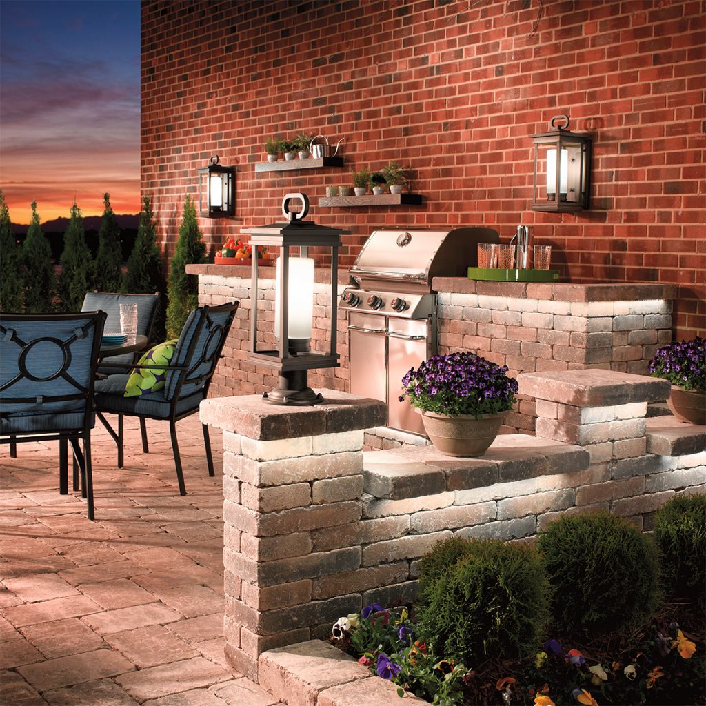 pedestal light with matching outdoor wall lights