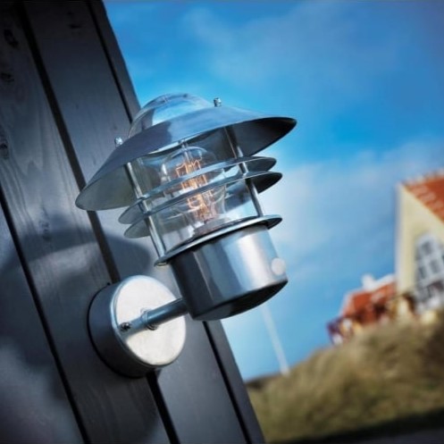 silver outdoor wall light with motion sensor